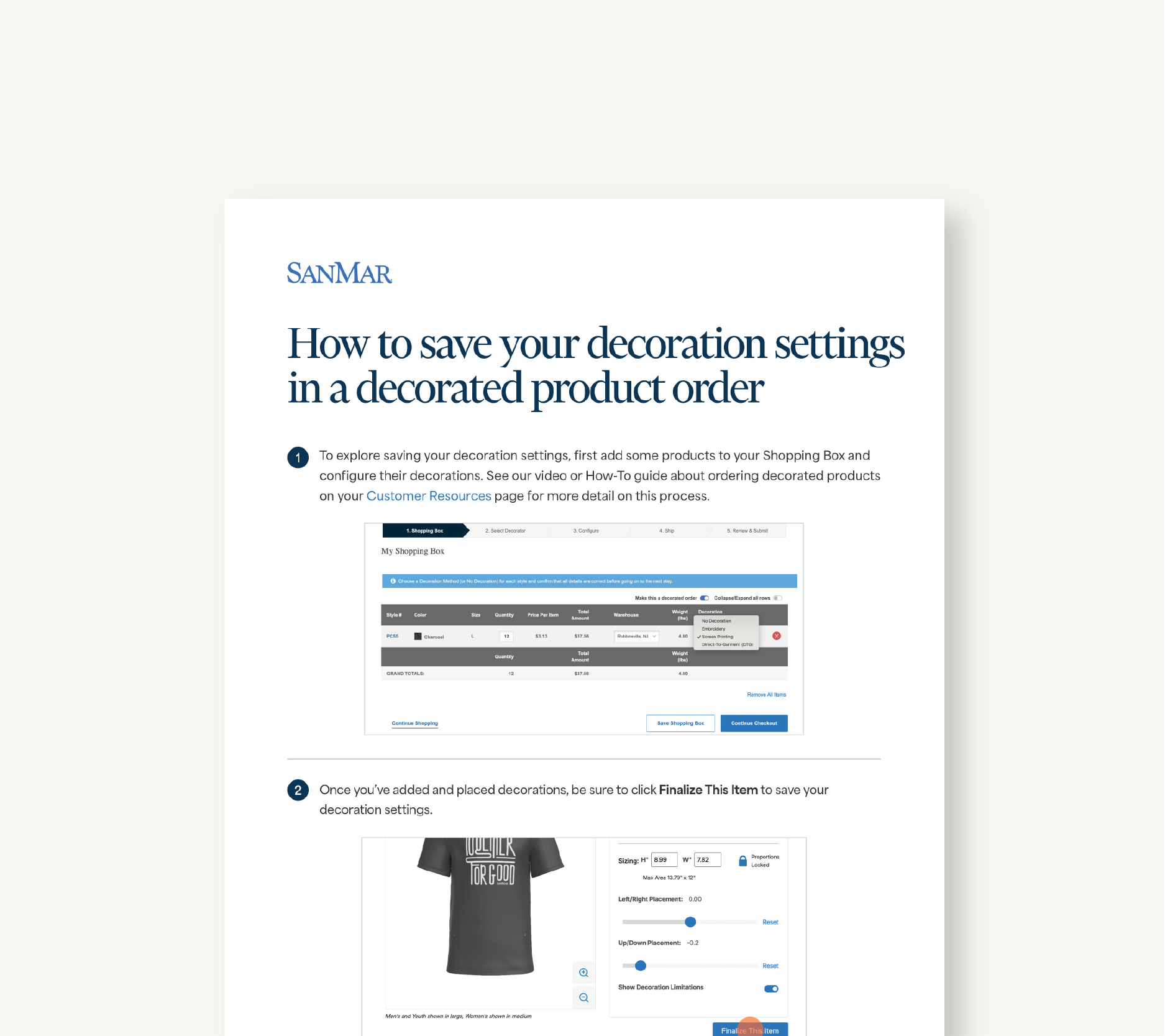 How to Save Settings