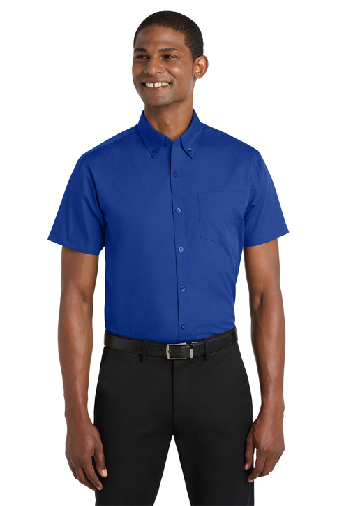Slim Fit Royal Blue Short Sleeve Dress Shirt Royal Blue Short Sleeve Snap  Front Utility Shirt