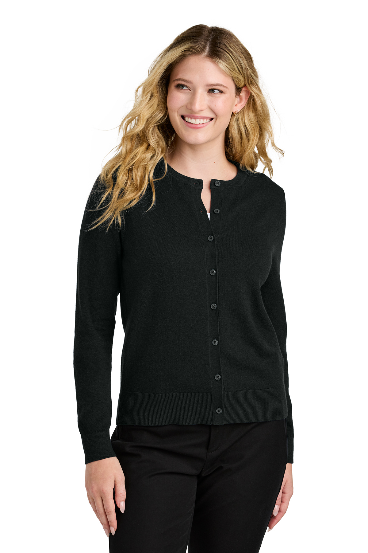 Port Authority Women’s Easy Care Crewneck Cardigan Sweater | Product ...