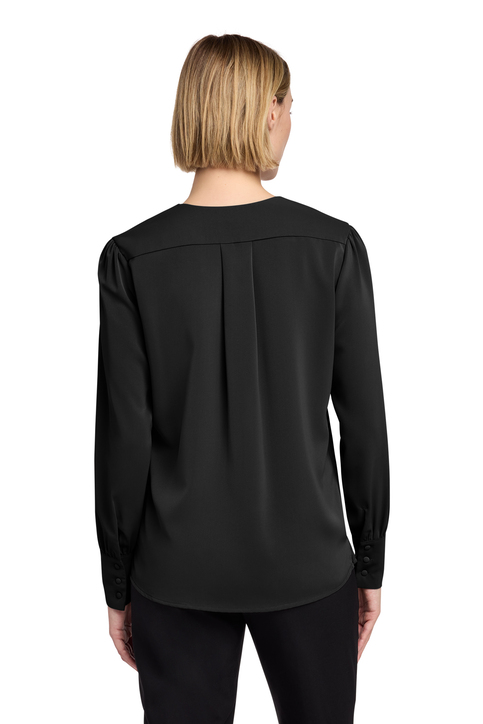 Brooks Brothers Women's Open-Neck Satin Blouse | Product | SanMar