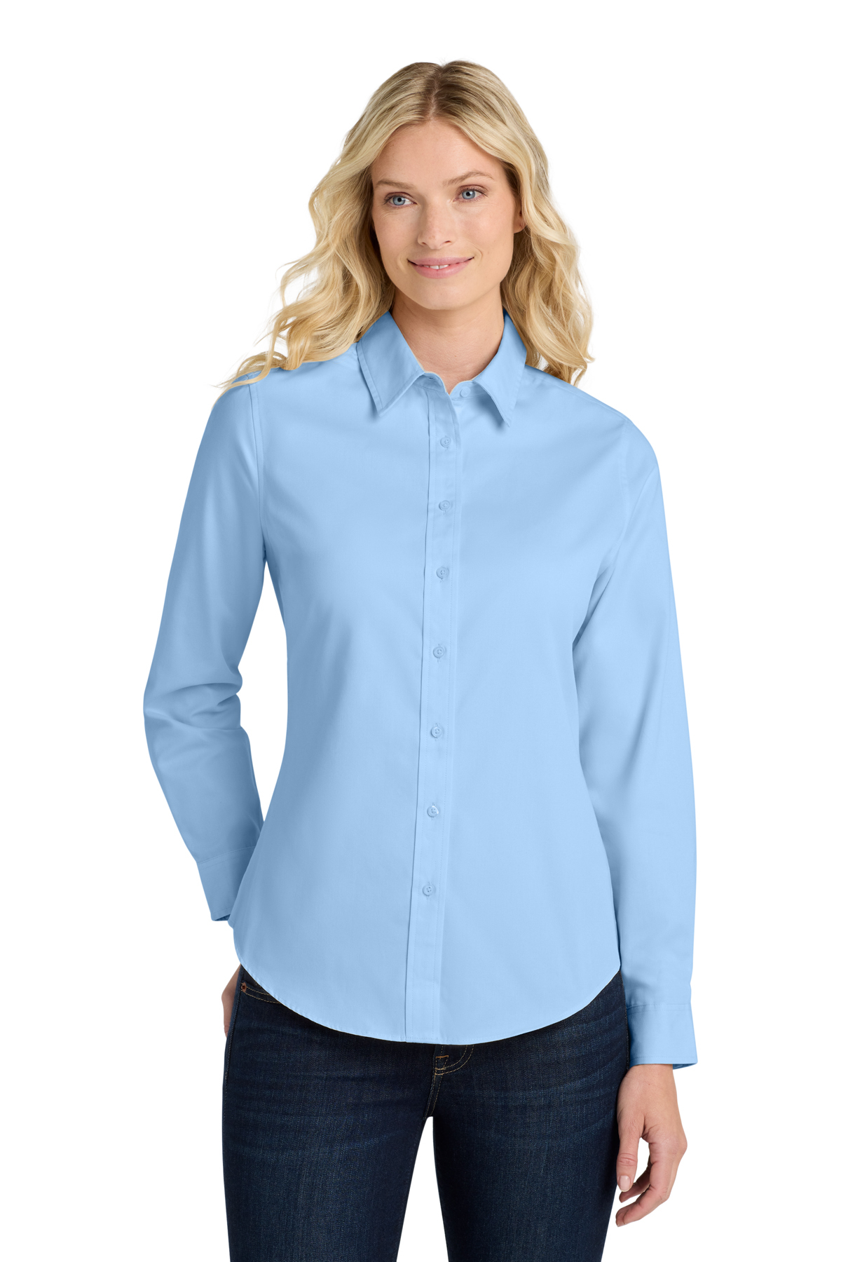 womens blue dress shirt Quattro Flex Dress Shirt with Semi-Spread Collar Navy S / Navy