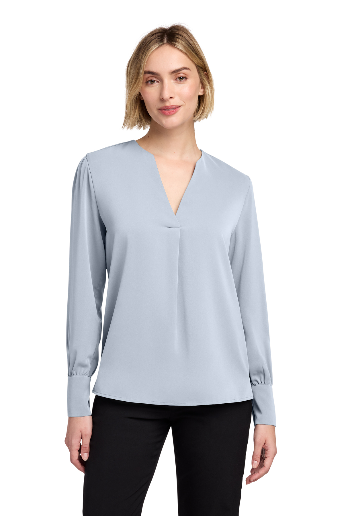 Brooks Brothers Women's Open-Neck Satin Blouse | Product | SanMar