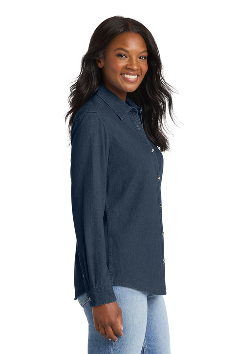 Port & Co Women's Long Sleeve Value Denim Shirt | Product | SanMar