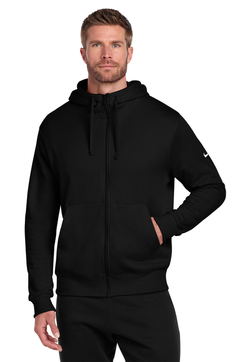 nike club zip up hoodie black
