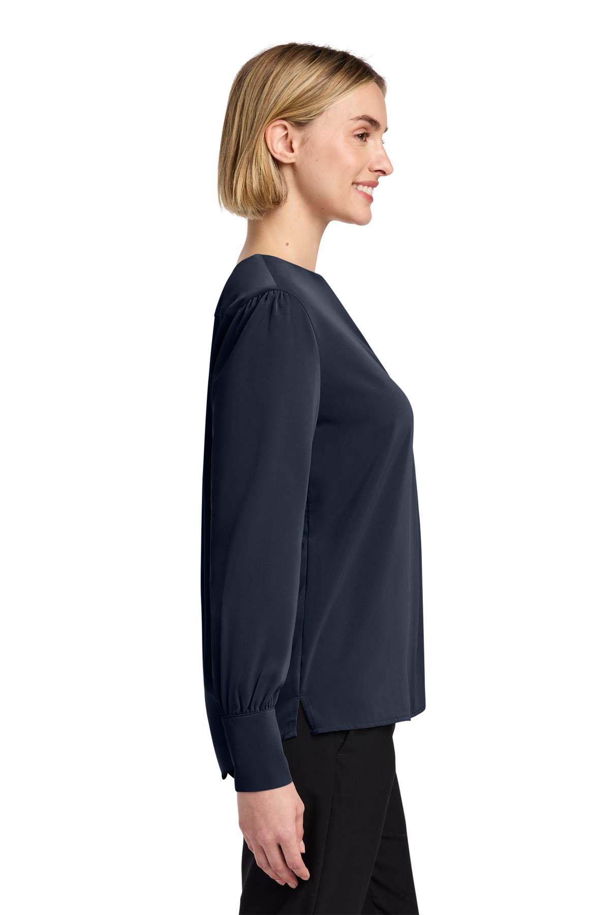 Brooks Brothers Women's Open-Neck Satin Blouse | Product | SanMar