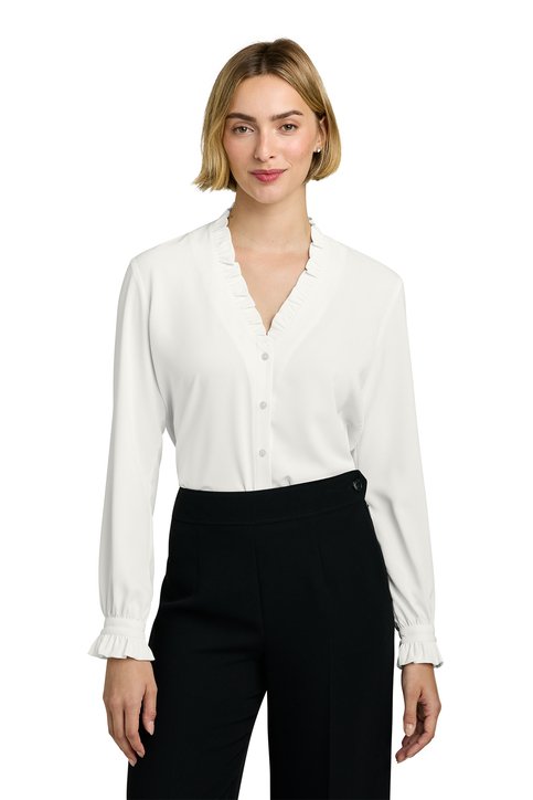 Double Ruffled Collar Blouse Sサイズ　ホワイト SUNGDOGIN Womens Victorian Vintage Long Sleeve Shirt Ruffle Stand
