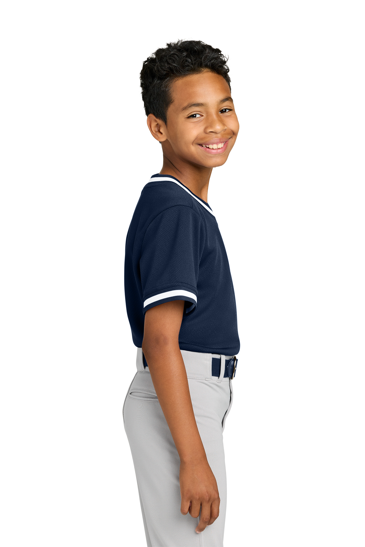 Sport-Tek Youth Tough Mesh V-Neck Baseball Jersey | Product