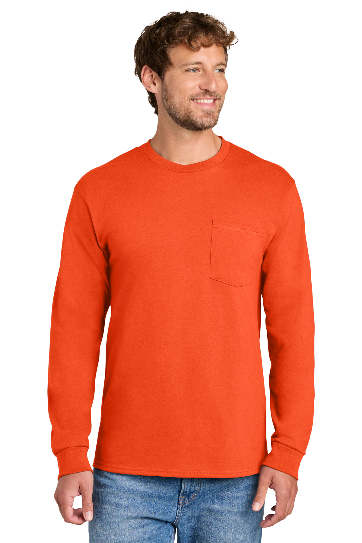 Port & Co Long Sleeve Essential Pocket Tee | Product | SanMar