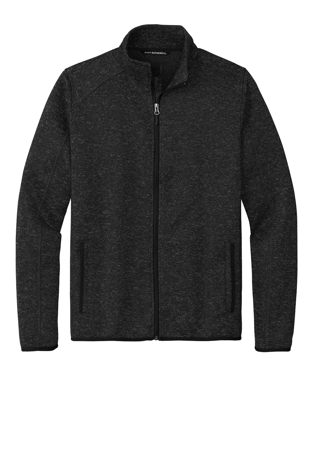 Port Authority Heather MicroFull-Zip Jacket F235 Black Charcoal