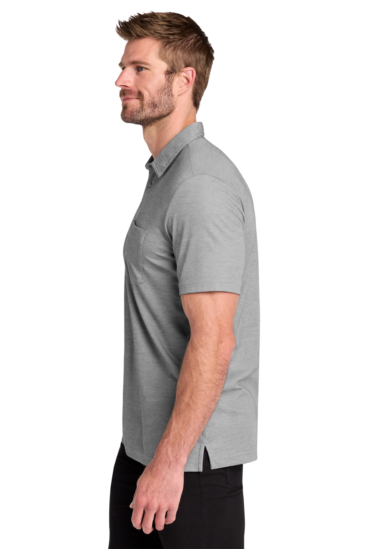 TwistショルダーAsymmetryトップス　ヘザーグレー TravisMathew Oceanside Heather Pocket Polo | Product | SanMar
