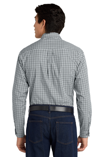 Port Authority Long Sleeve Gingham Shirt - Easy Care Poplin, Button-Down Collar, S654 Style - View #3