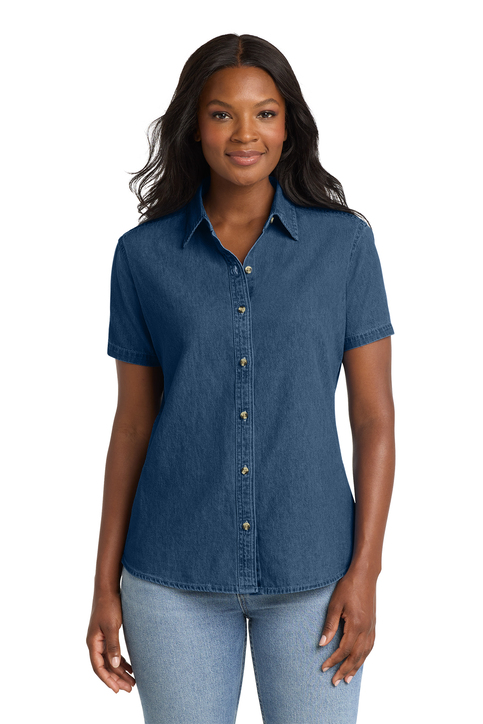 Port & Co Women's Long Sleeve Value Denim Shirt | Product | SanMar