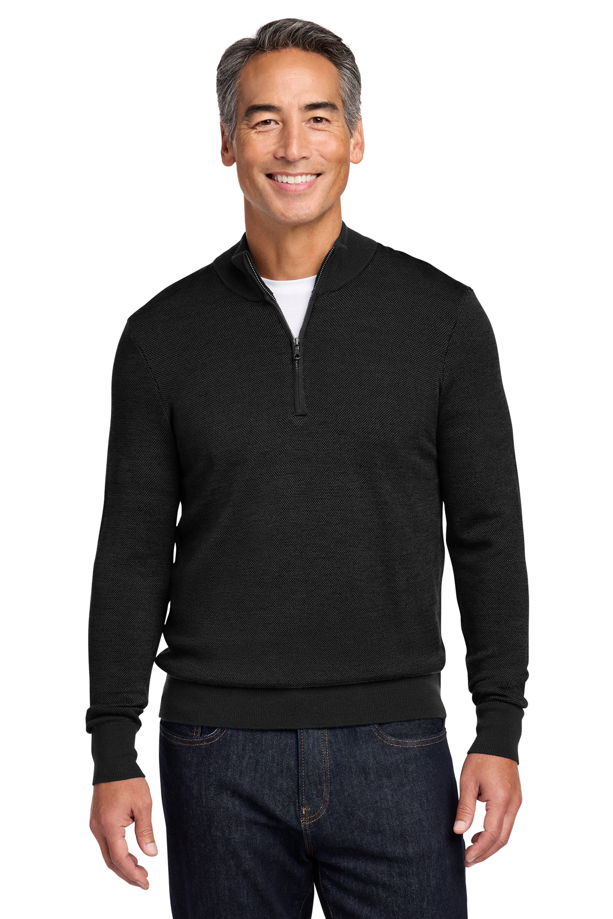 Brooks Brothers Washable Merino Birdseye 1/4-Zip Sweater | Product