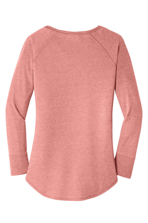 District Women's Perfect Tri Long Sleeve Tunic Tee – DT132L, Solid, Poly/Cotton Blend, Round Neck