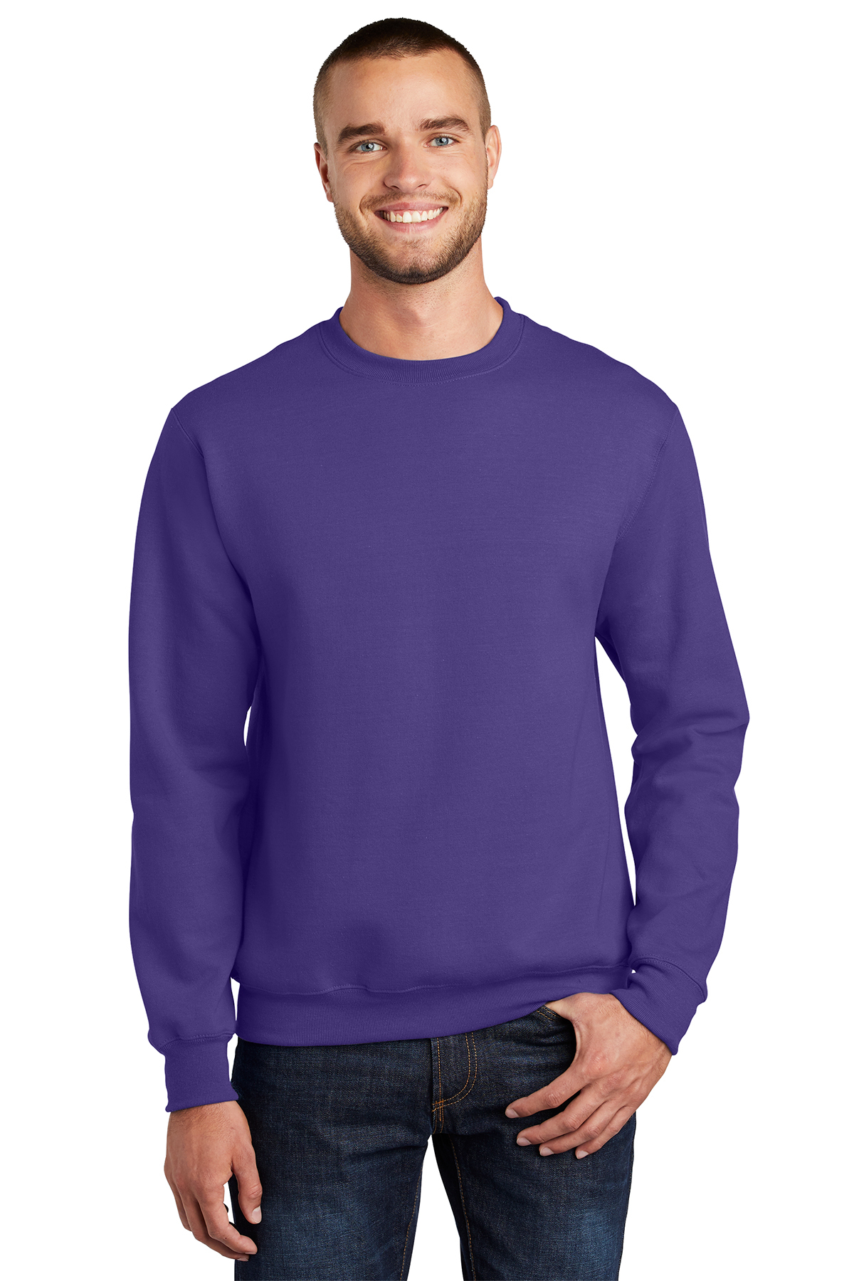 Mono B Blue Palm Fleece Cropped Sweatshirt, Purple Door