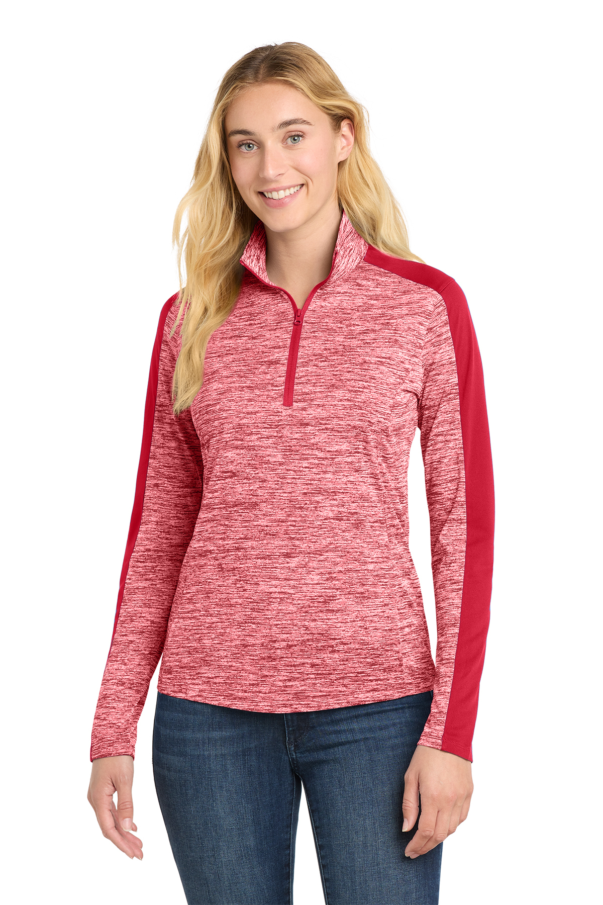 Sport-Tek Women's PosiCharge Electric Heather Colorblock 1/4