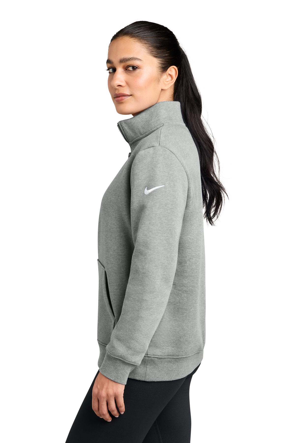 Nike Women's Club Fleece Sleeve Swoosh 1/2-Zip | Product | SanMar