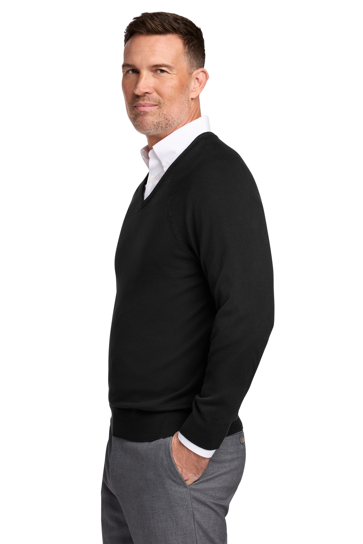 Brooks Brothers Cotton Stretch V-Neck Sweater | Product | SanMar