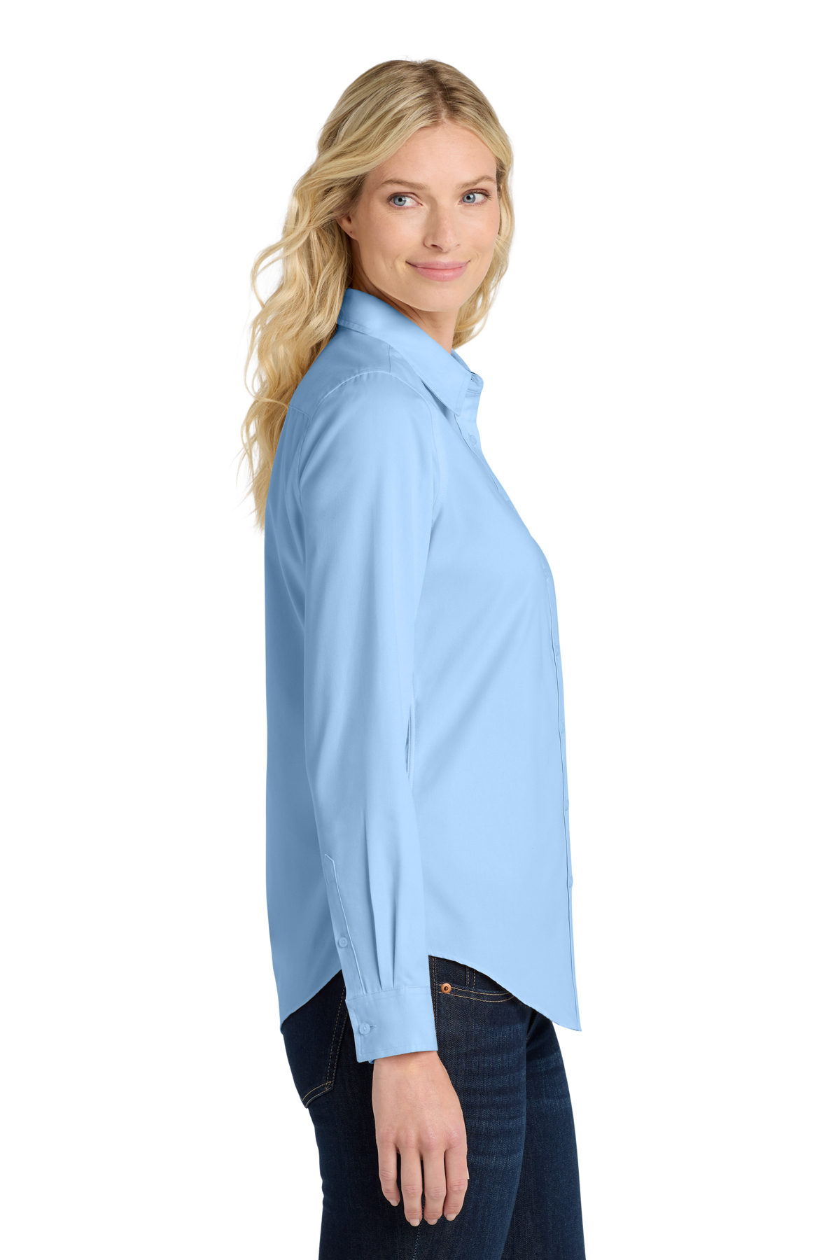blue dress shirt for women Tailored Shirt- Multi Blue Windowpane Check Women's Blouse by Double R No Monogram / Blue / Custom main image 1