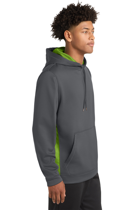 Sport-Tek Sport-Wick CamoHex Fleece Colorblock Hooded Pullover