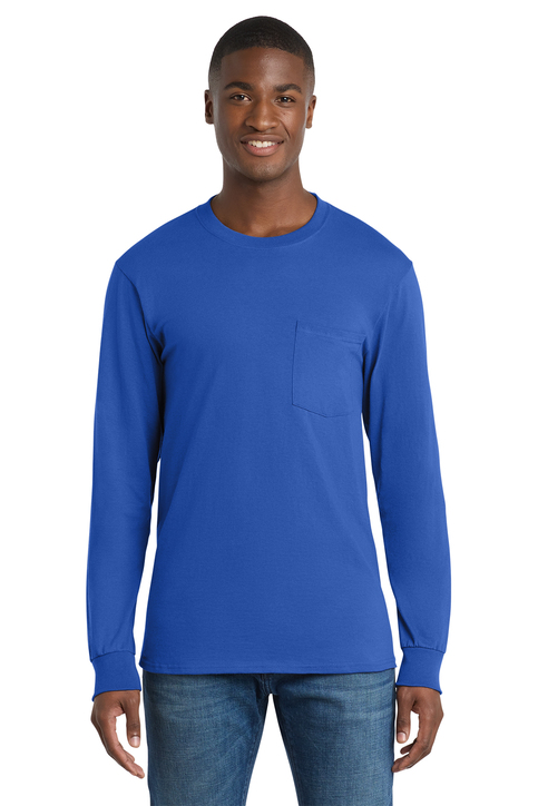 Port & Co Tall Long Sleeve Essential Pocket Tee | Product | Port