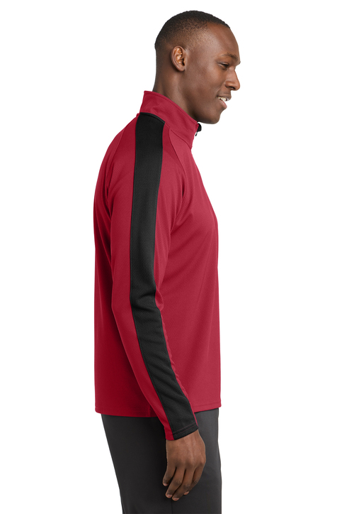 Sport-Tek Sport-Wick Textured Colorblock 1/4-Zip Pullover