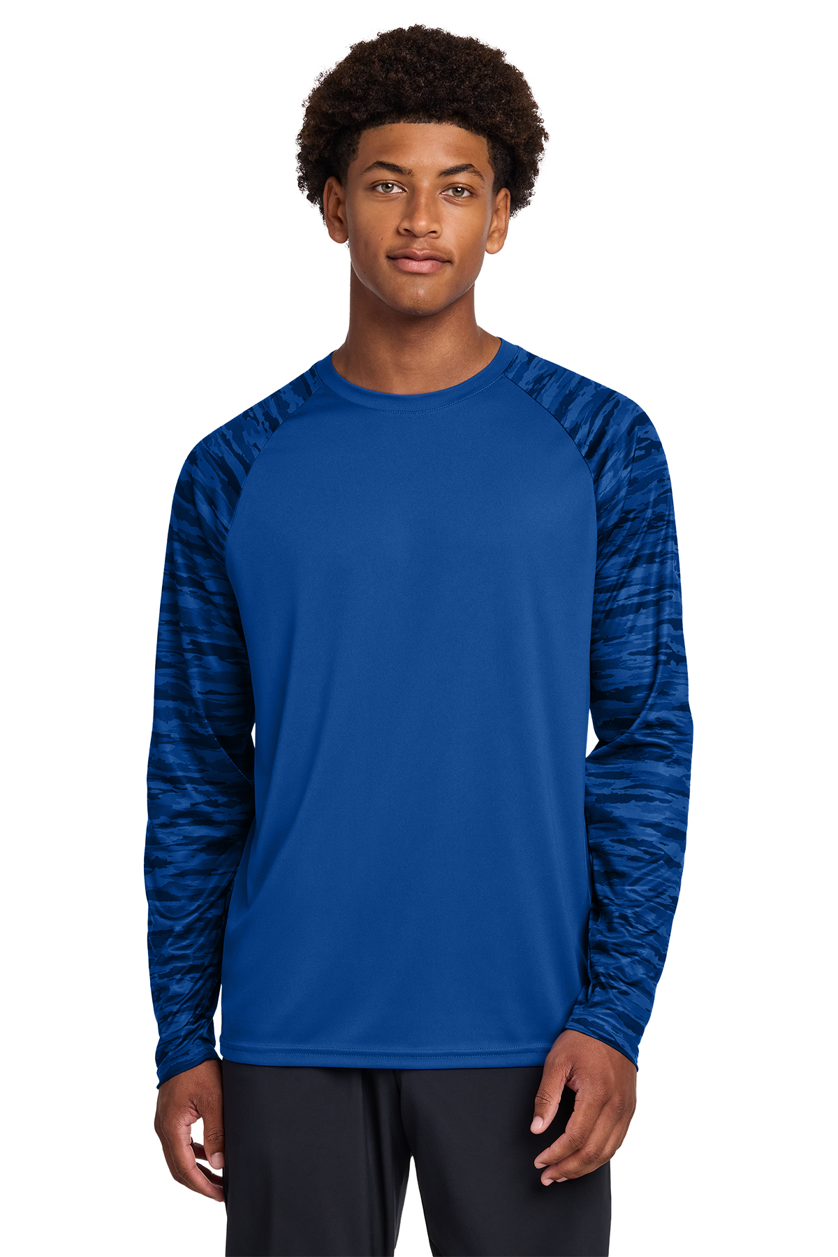Sport-Tek Drift Camo Colorblock Long Sleeve Tee | Product | SanMar