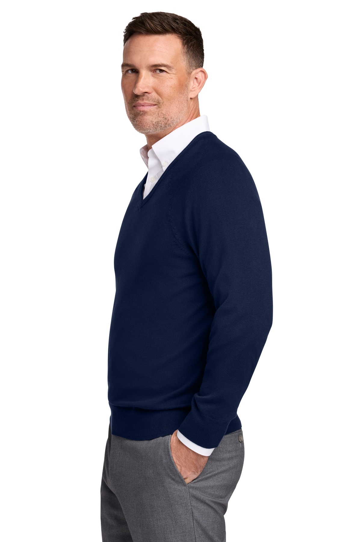 Brooks Brothers Cotton Stretch V-Neck Sweater | Product | SanMar