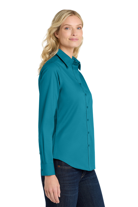 slim fit dress slacks Cinch Women's Long Sleeve Solid Button Down Shirt - Mint Green