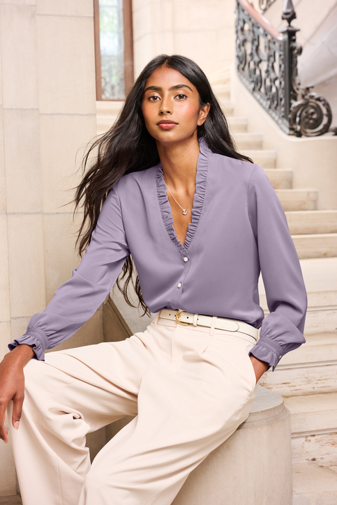Brooks Brothers Women's Long Sleeve Ruffle Collar Blouse | Product