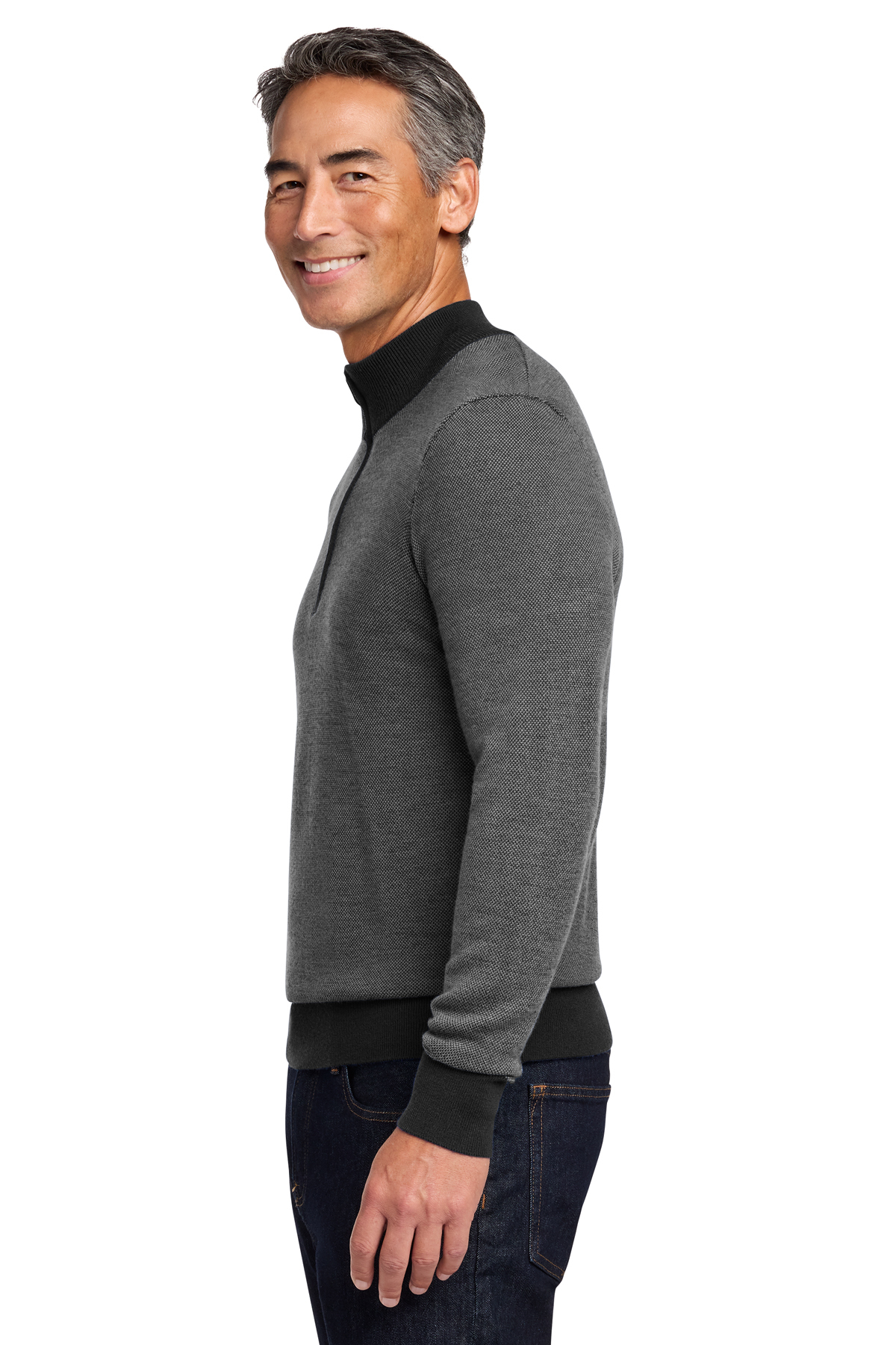 Brooks Brothers Washable Merino Birdseye 1/4-Zip Sweater | Product
