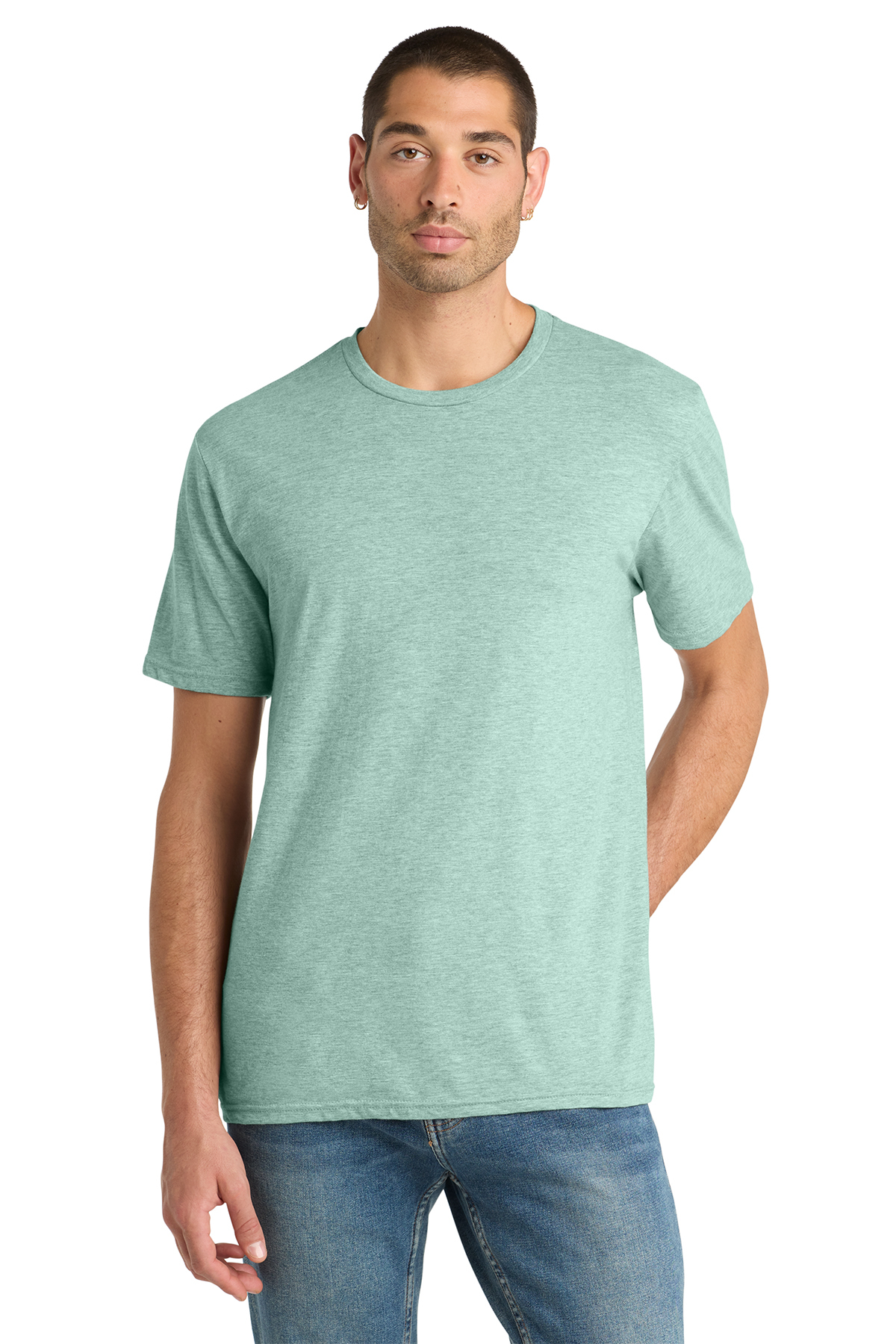 thumbnail image 2 of District DM108 Men's 100% Pure Crew Neck T-Shirt – Perfect Blend CVC, Solid Colors, S-4XL 2 of 3