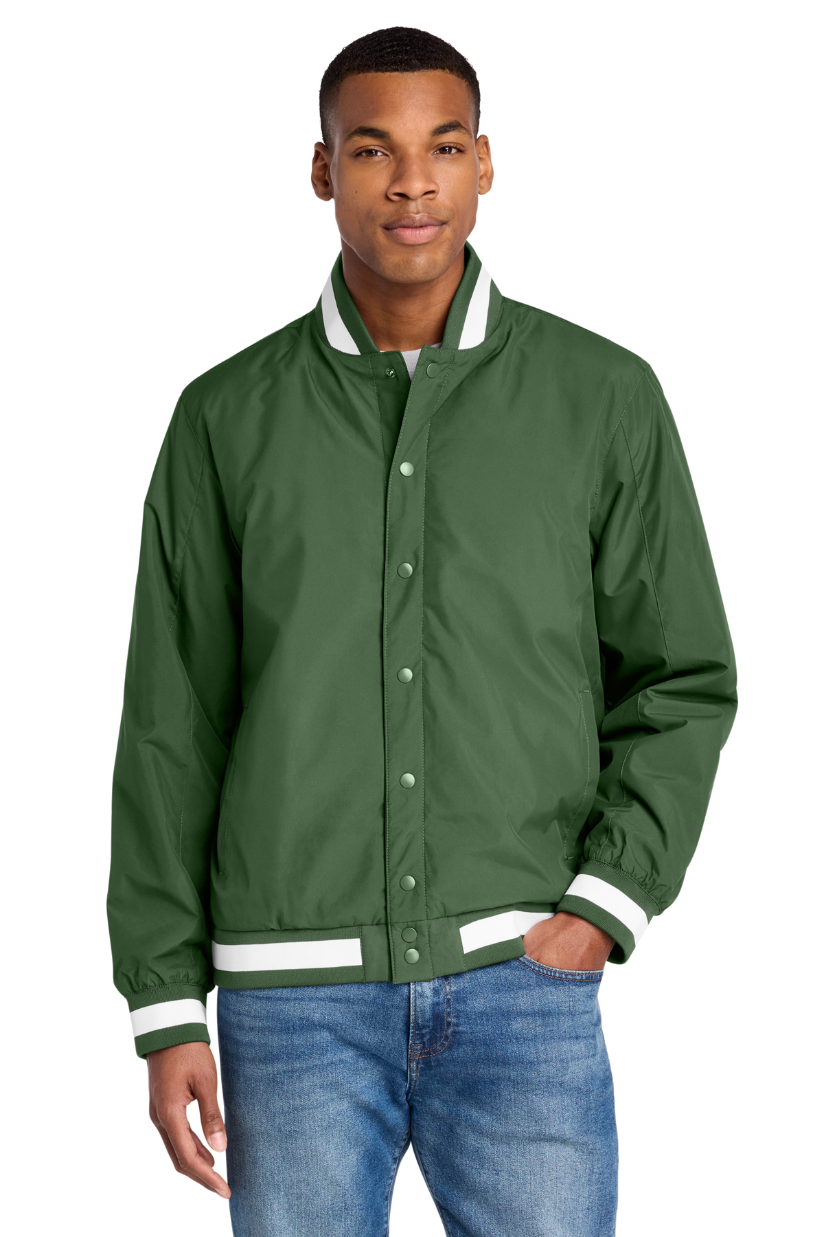  アイボリー/グリーン ジャージジャケット M Sport-Tek Insulated Varsity Jacket | Product | SanMar