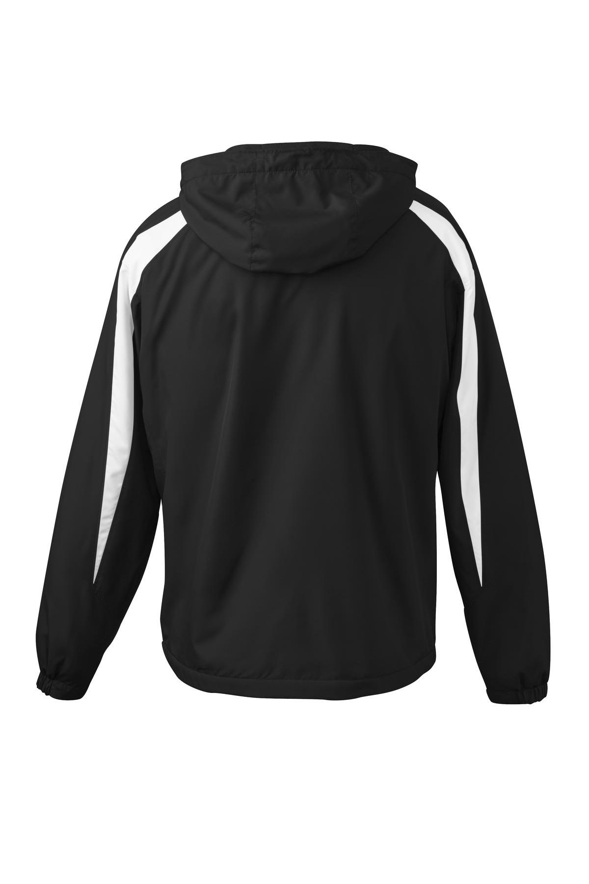 Sport-Tek Youth Fleece-Lined Hooded Colorblock Jacket YST81 Black/White