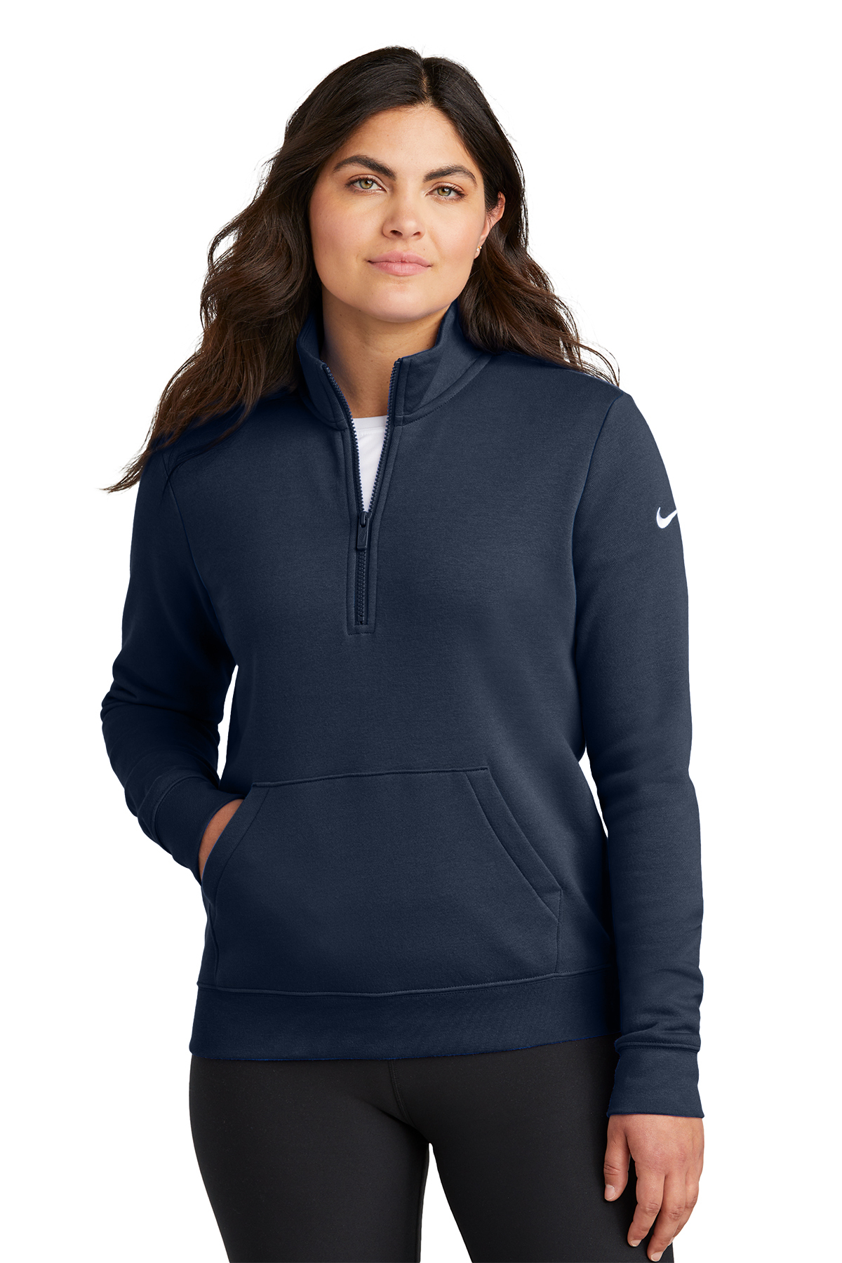 Nike Womens Running Swoosh 1/4 Zip Top Sweatshirt Black Gym Sportwear