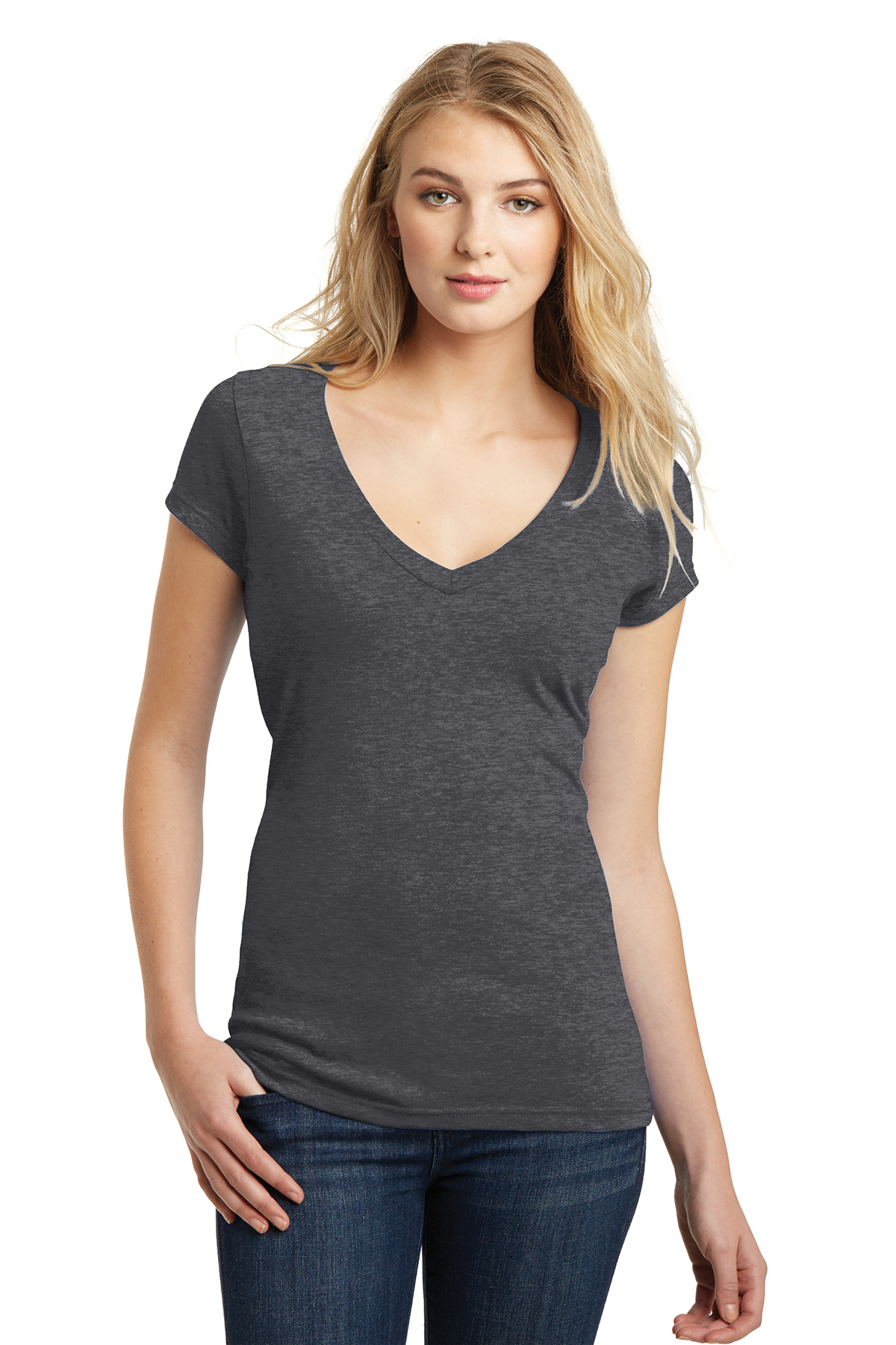District ® Juniors Very Important Tee ® Deep V-Neck | Product | SanMar