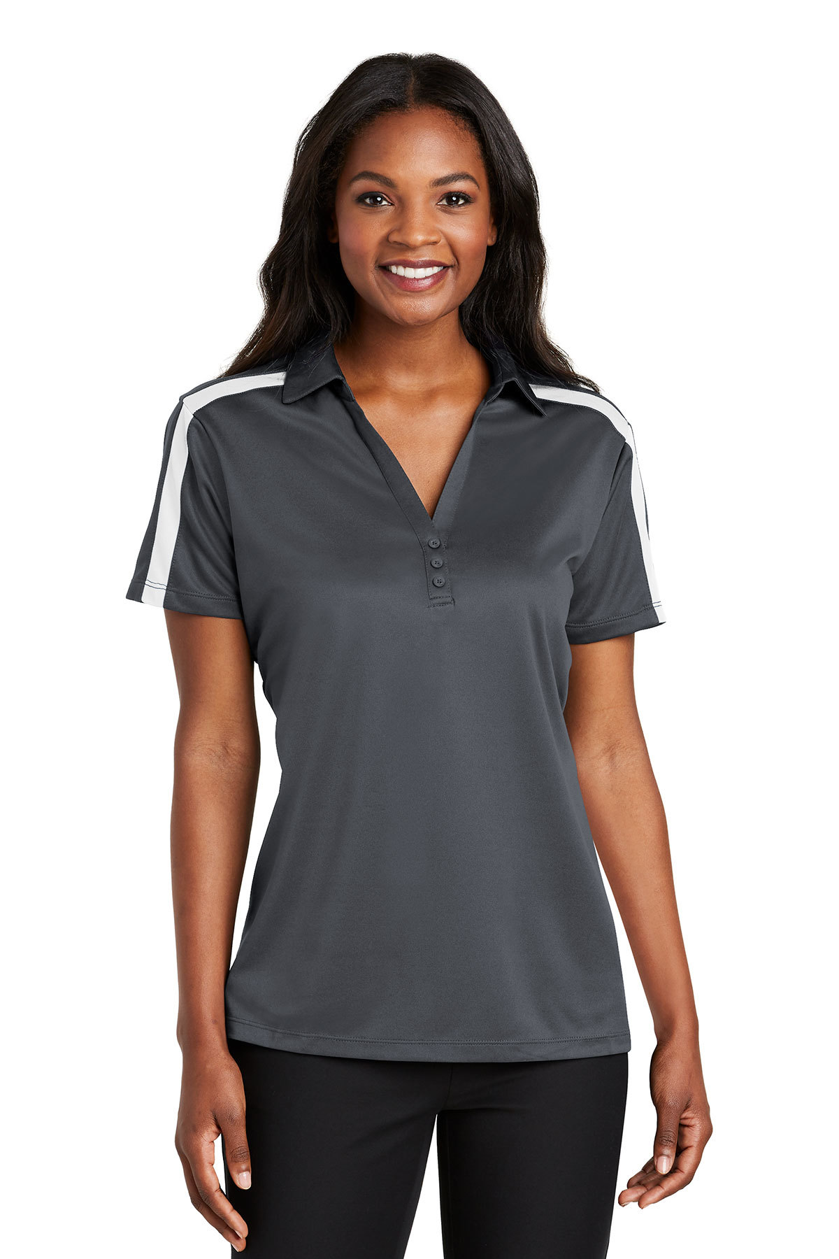 Port Authority Ladies Silk Touch™ Performance Colorblock Stripe Polo ...