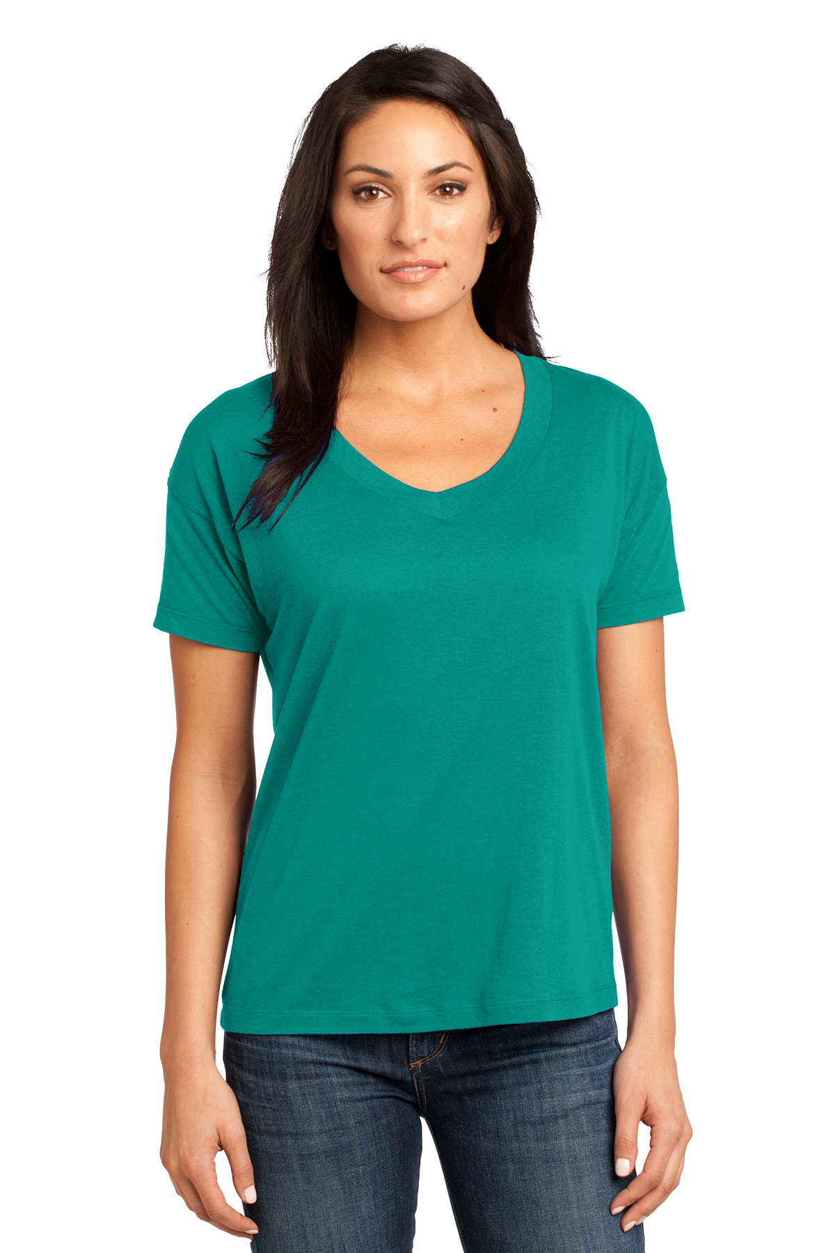 District Made Ladies Modal Blend Relaxed V Neck Tee Ladies Women T Shirts Sanmar