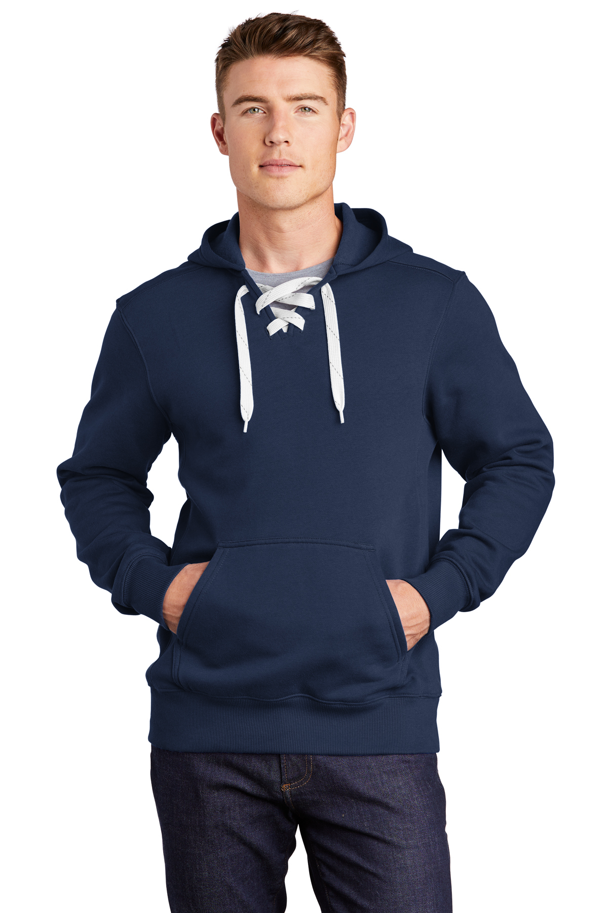 Sport-Tek Mens Lace Up Pullover Hooded Sweatshirt