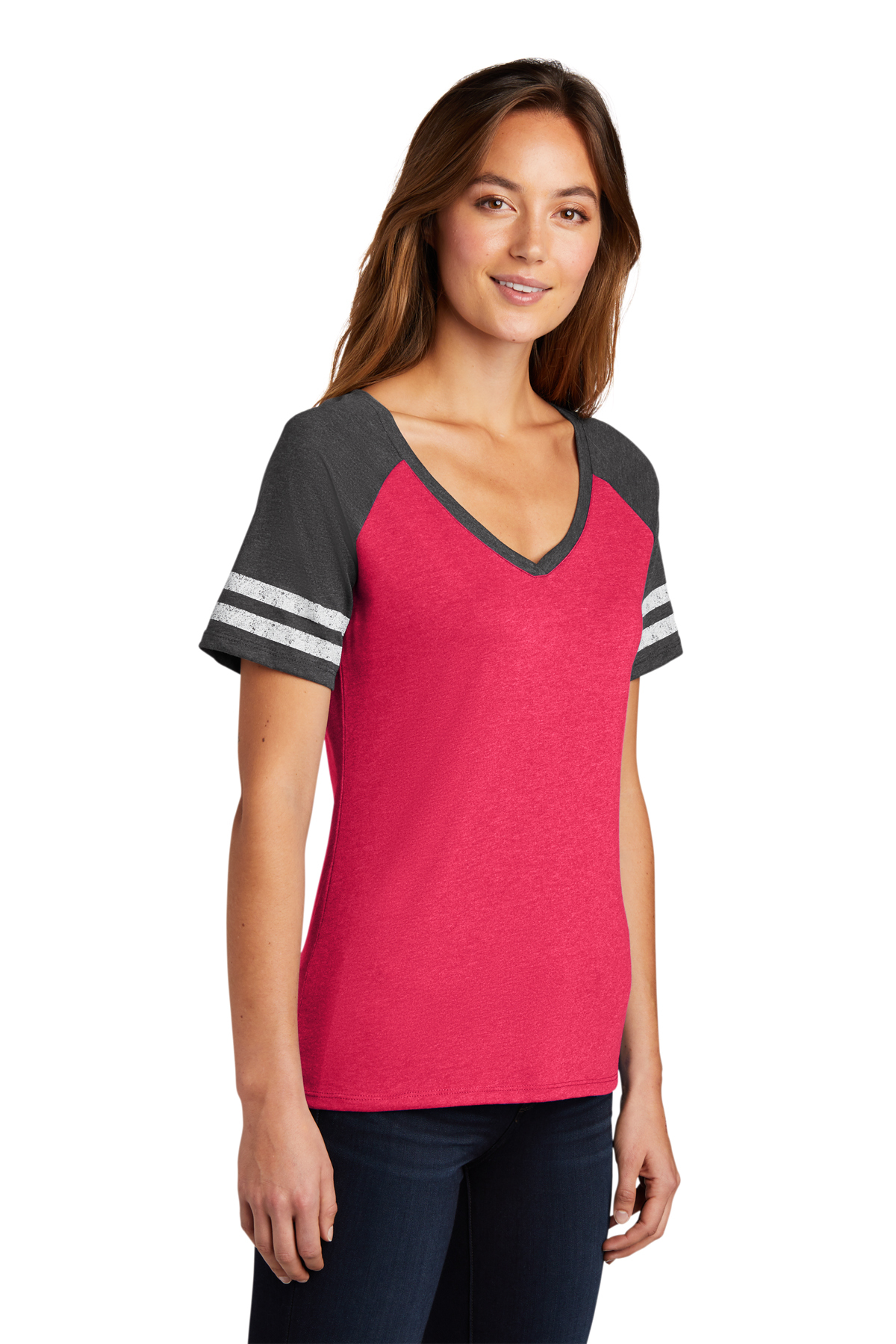 DM476 NEW District Made® Ladies Game V-Neck Tee 