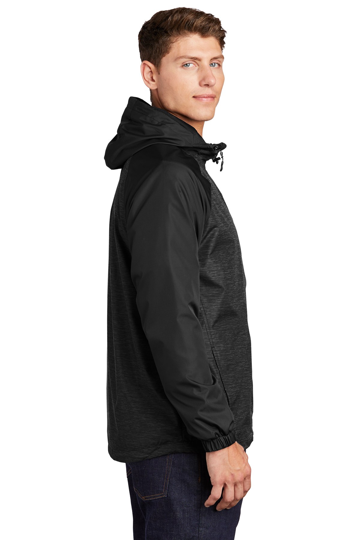 Sport-Tek Heather Colorblock Raglan Hooded Wind Jacket | Product ...