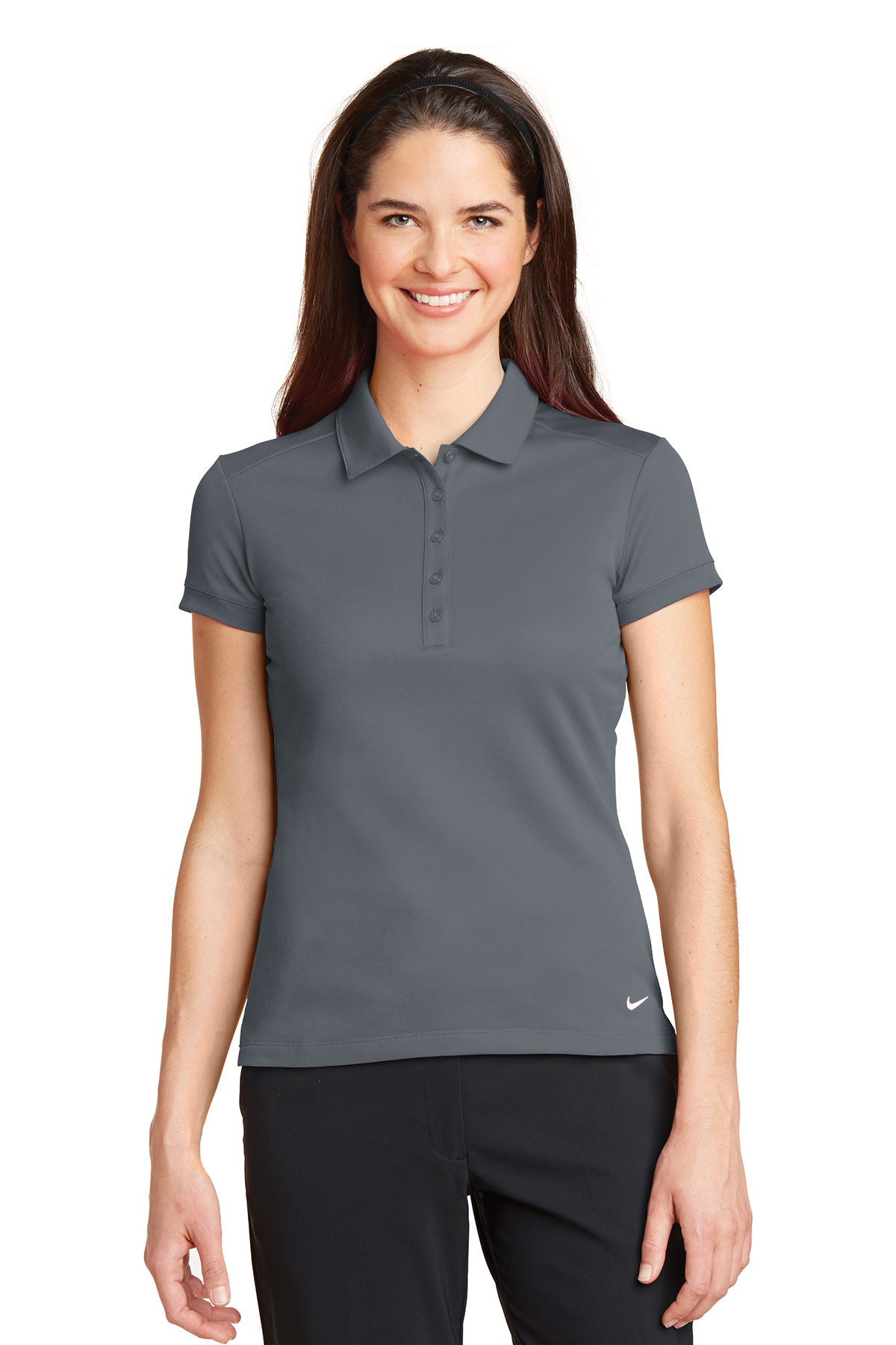 dark grey women's polo shirt