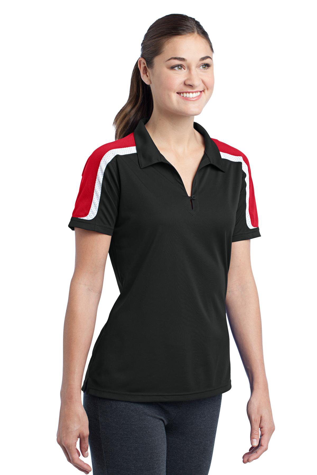 Sport-Tek Ladies Tricolor Shoulder Micropique Sport-Wick Polo | Product ...