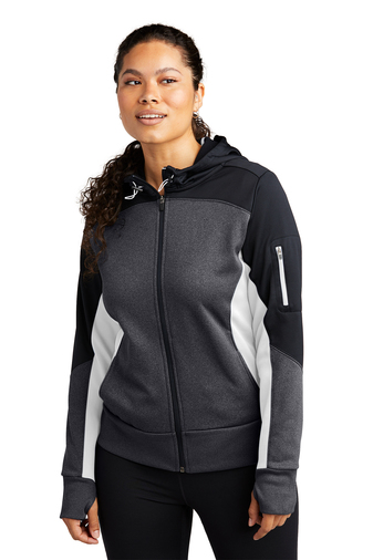 Sport-Tek Ladies Tech Fleece Colorblock Full-Zip Hooded Jacket ...