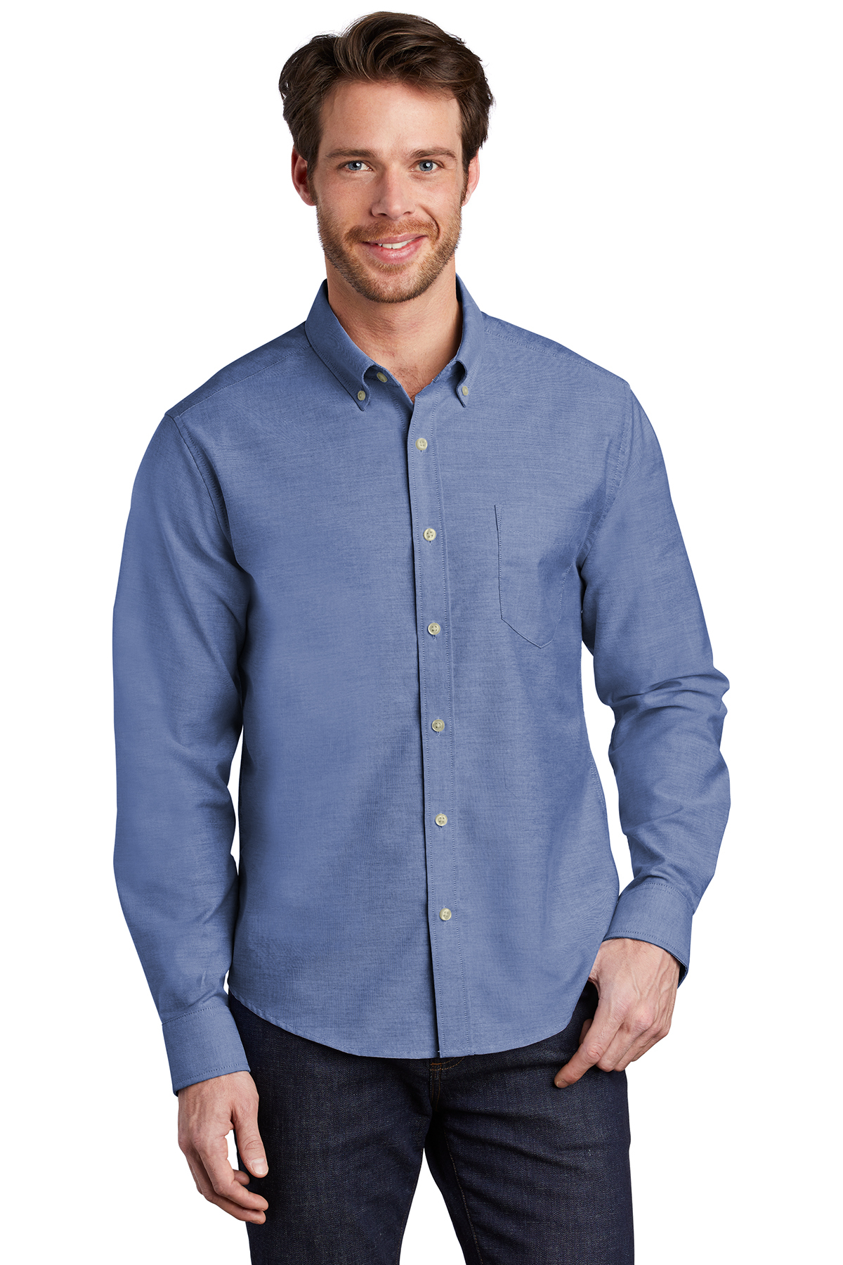 Port Authority Untucked Fit SuperPro Oxford Shirt | Product | SanMar