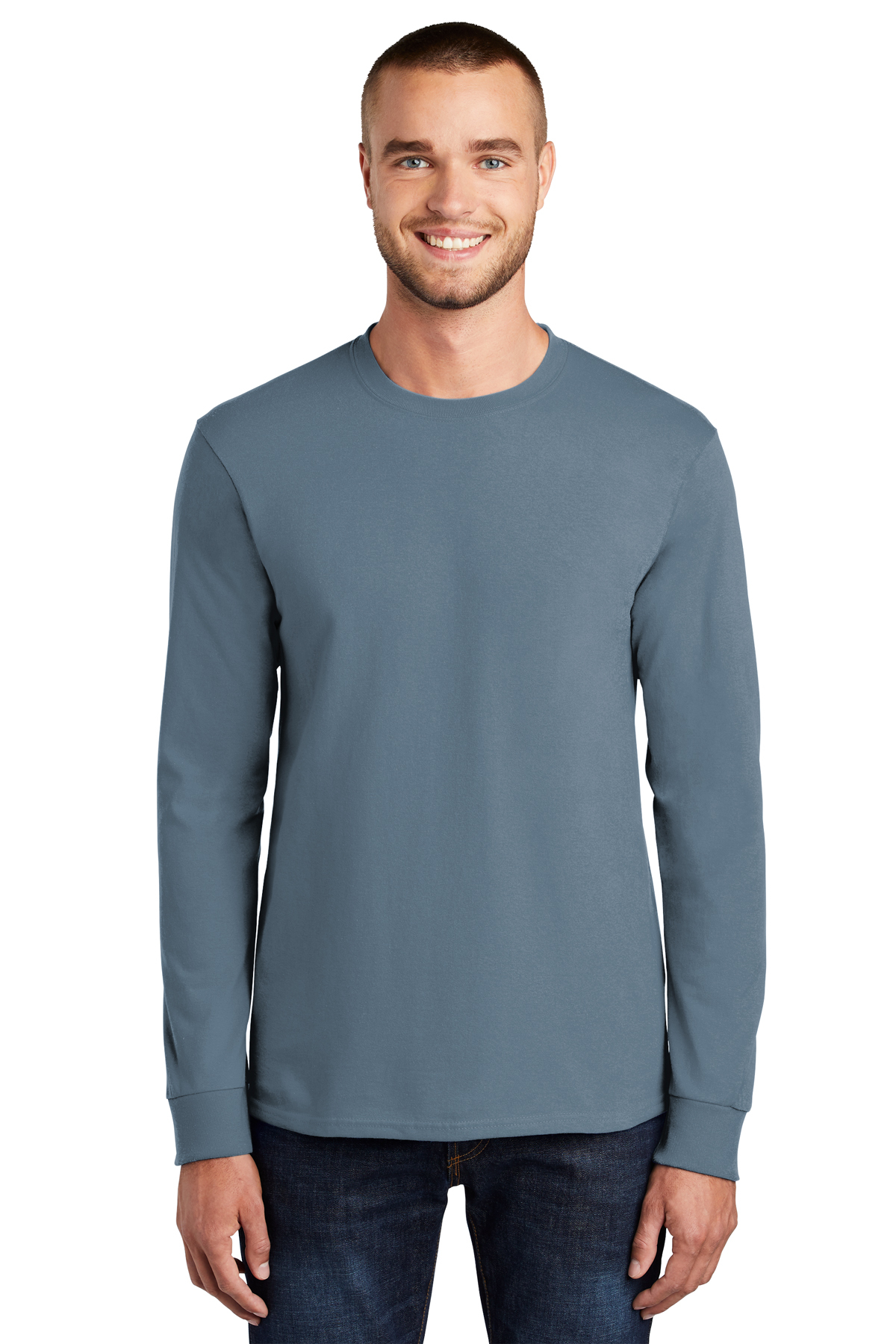 Light Blue Port & Company Long Sleeve Essential T-Shirt