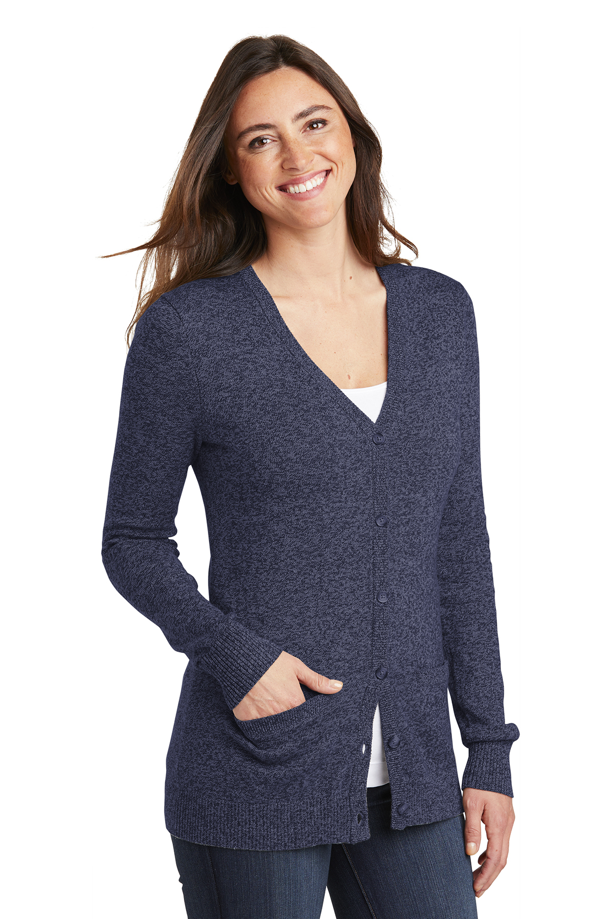 Port Authority ® Ladies Marled Cardigan Sweater | Sweaters | Polos ...
