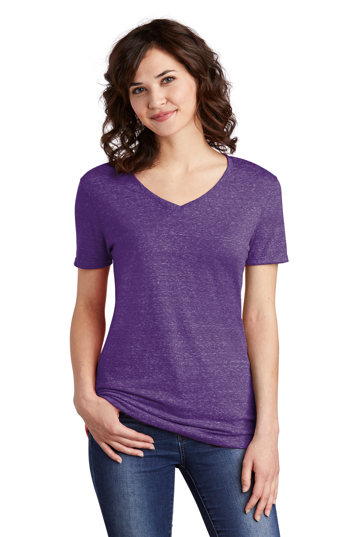Jerzees Ladies Snow Heather Jersey V-Neck T-Shirt | Product