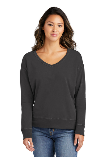Port & Company Ladies Beach Wash ® Garment-Dyed V-Neck Sweatshirt ...
