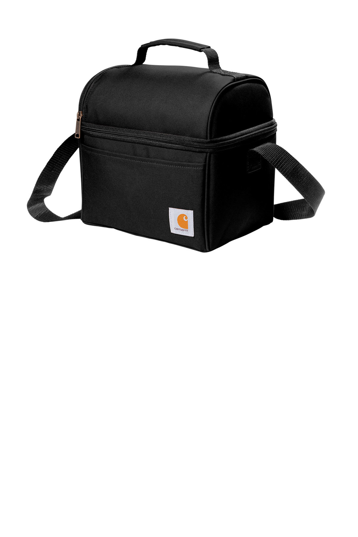 Black Leather Lunch Box, Dual Compartments, Personalized, Unisex